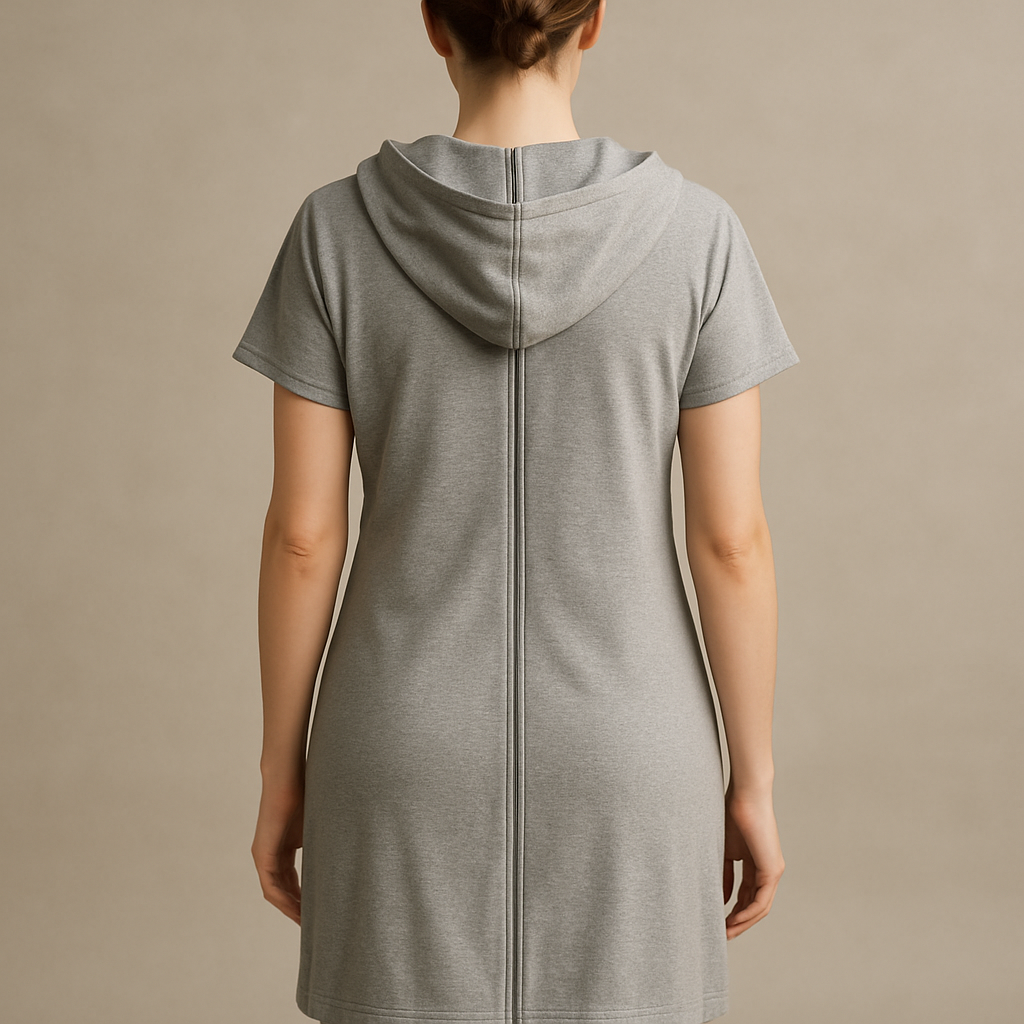 Comfort Wrap — Stylish Washable Hospital Gown, women's fit, back view showing the zipper